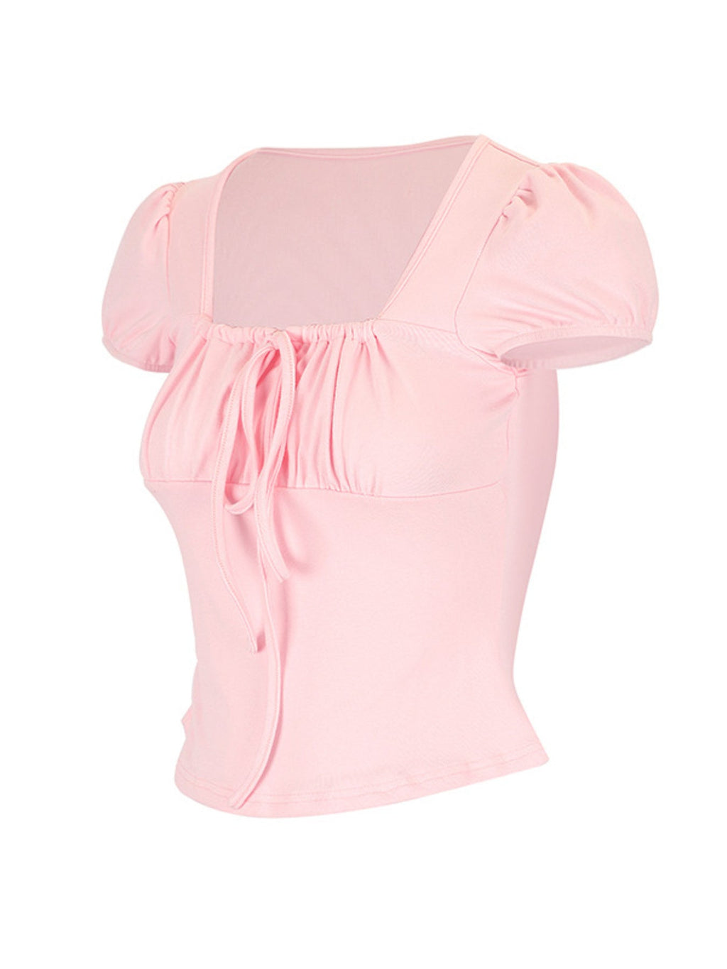 Tie-Front Puff Sleeve T-Shirt