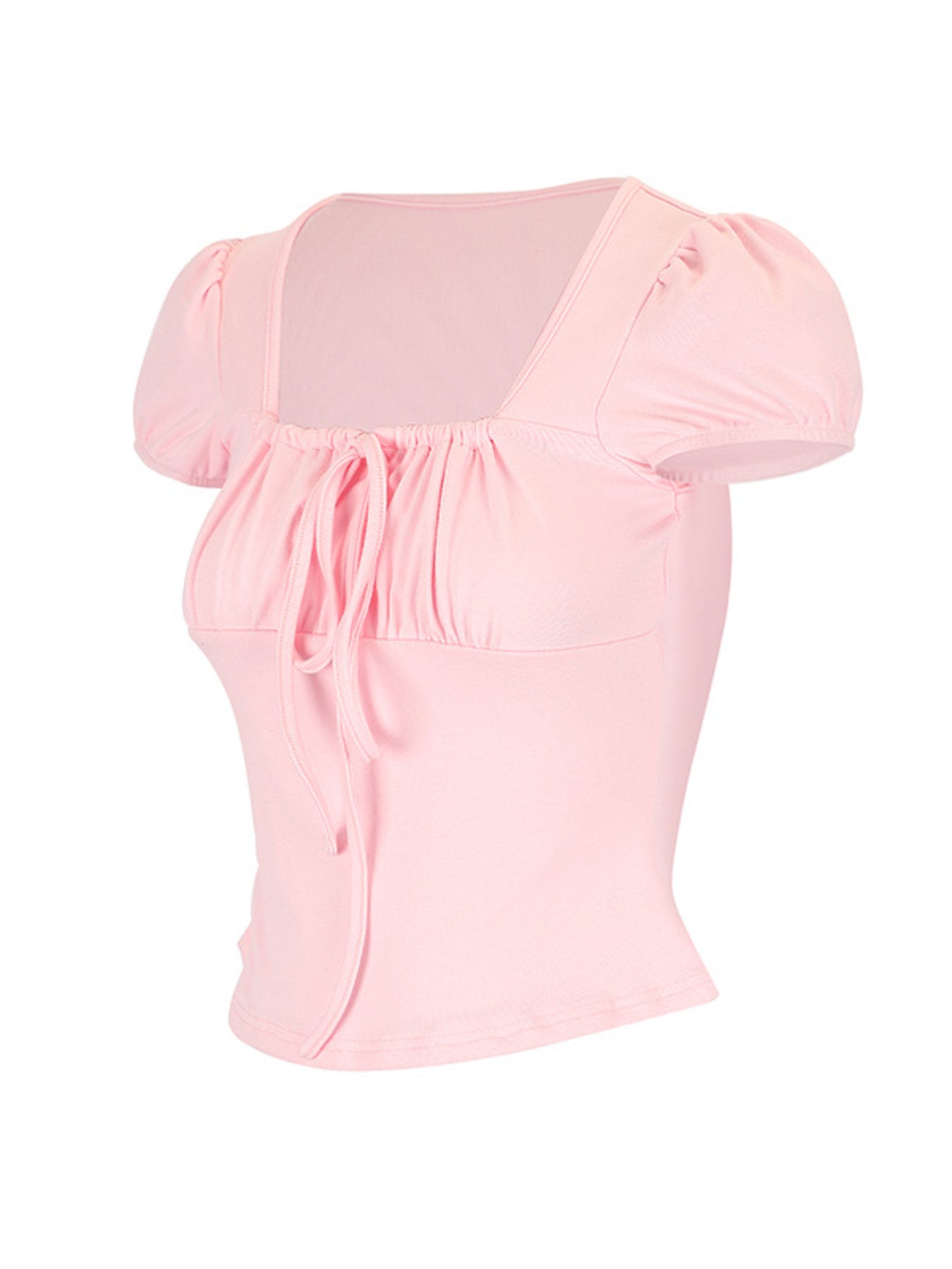 Tie-Front Puff Sleeve T-Shirt
