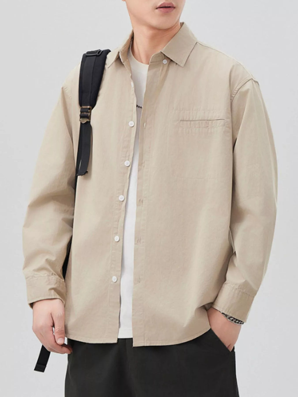 Men's Plus Size Button Up Long Sleeve Shirt