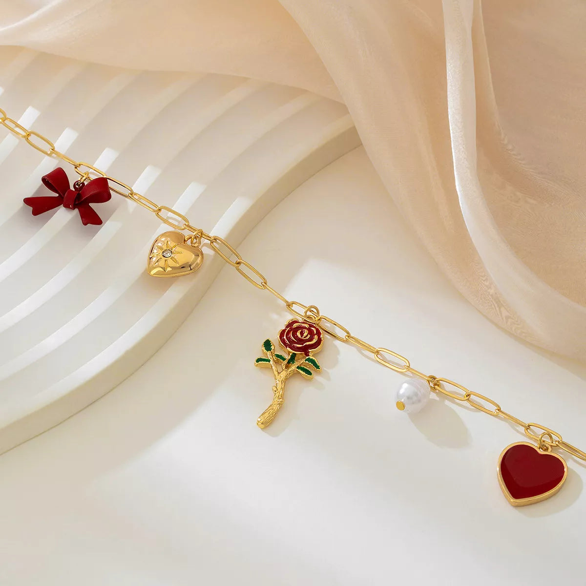 18K Gold-Plated Alloy Chain Necklace with Pendant