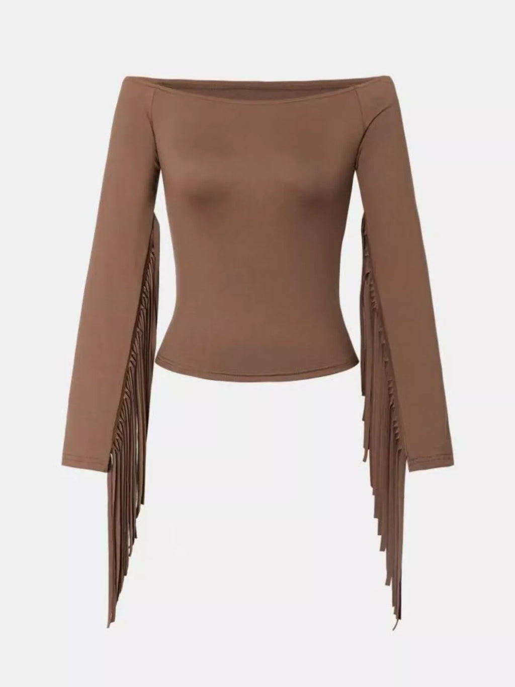 Off-Shoulder Fringe Sleeve T-Shirt