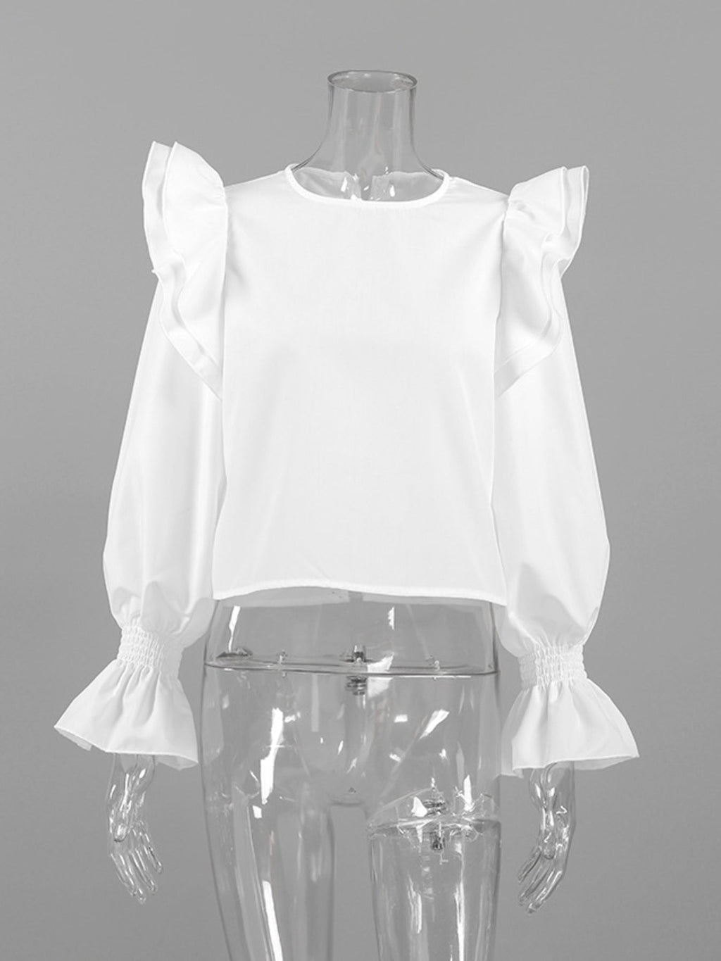 Ruffle Trim Long Sleeve Blouse