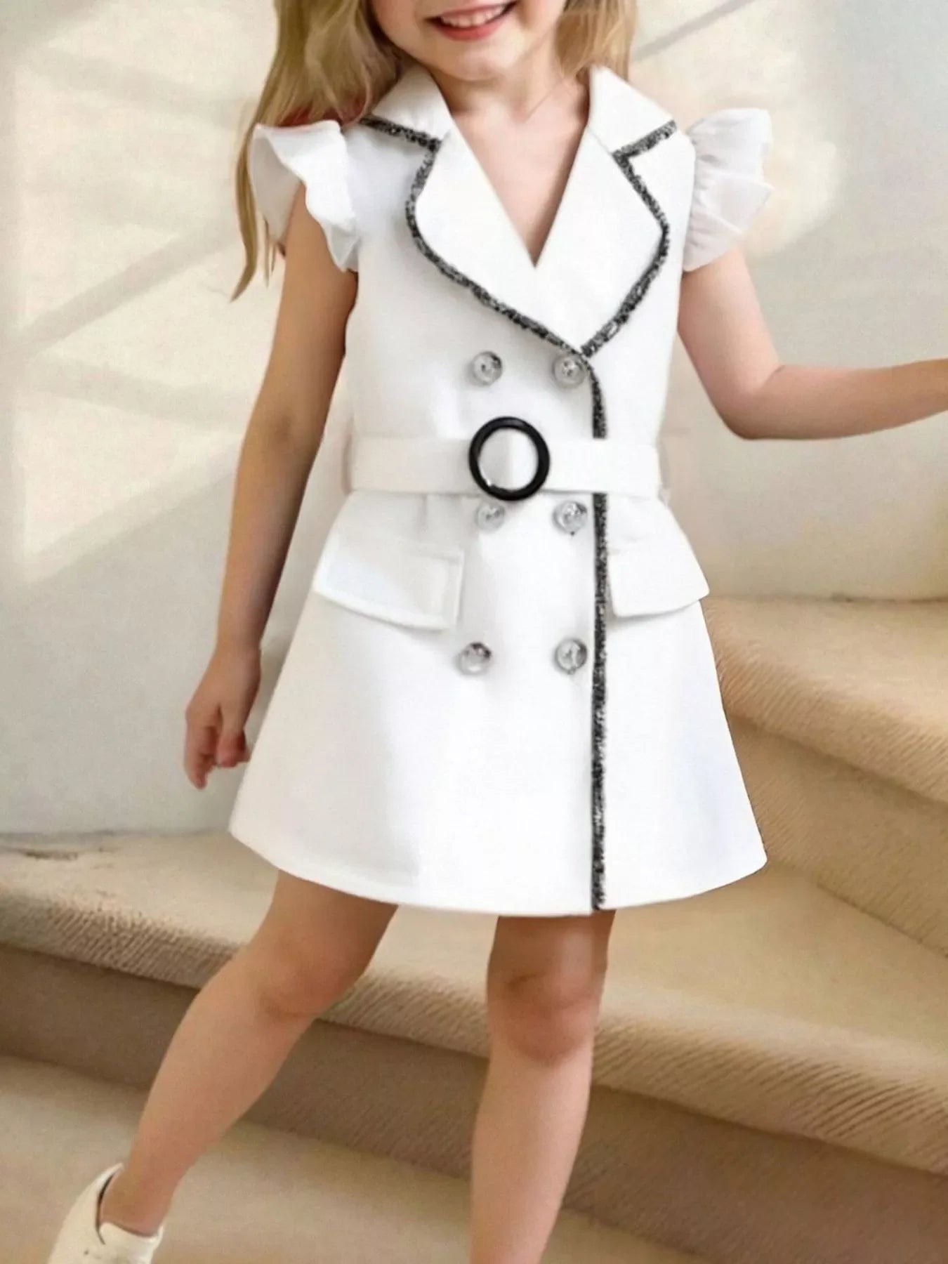 Children's Double Breasted Belt Dress