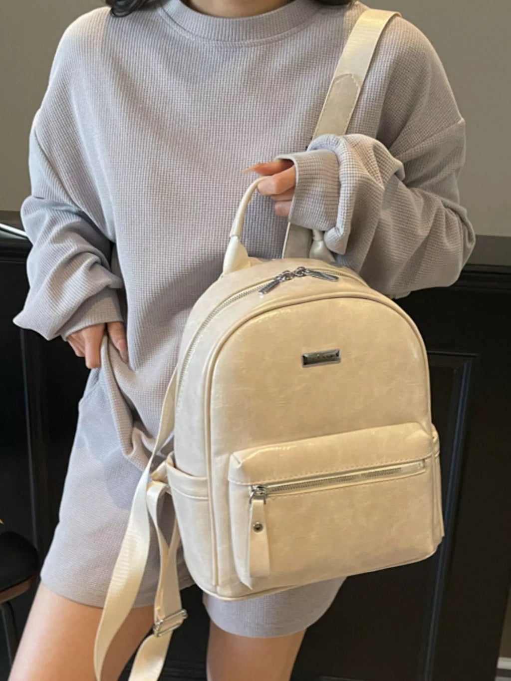 Lightweight Leather Backpack Bag
