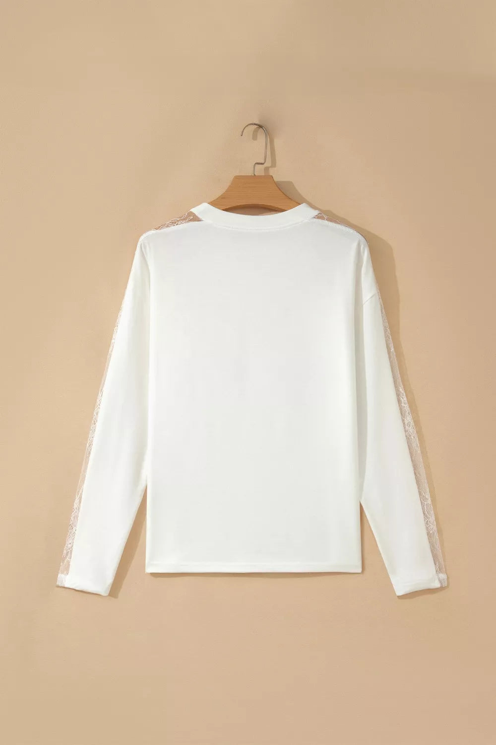Lace Patchwork Round Neck Long Sleeve Top