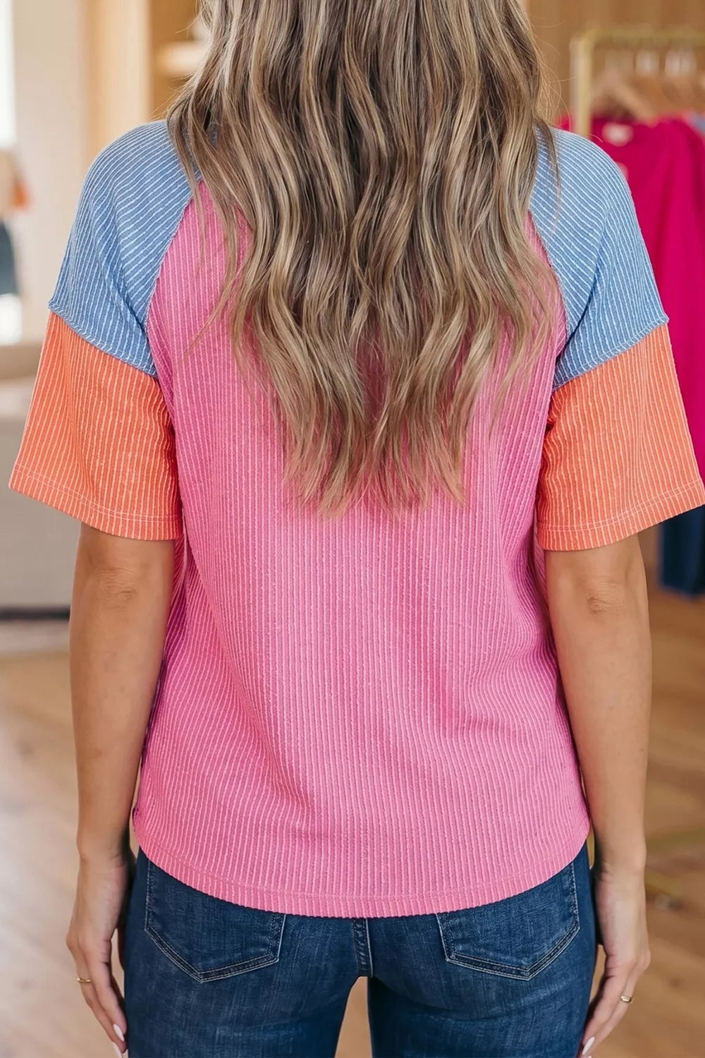 Color Block Twisted Ribbed Tee