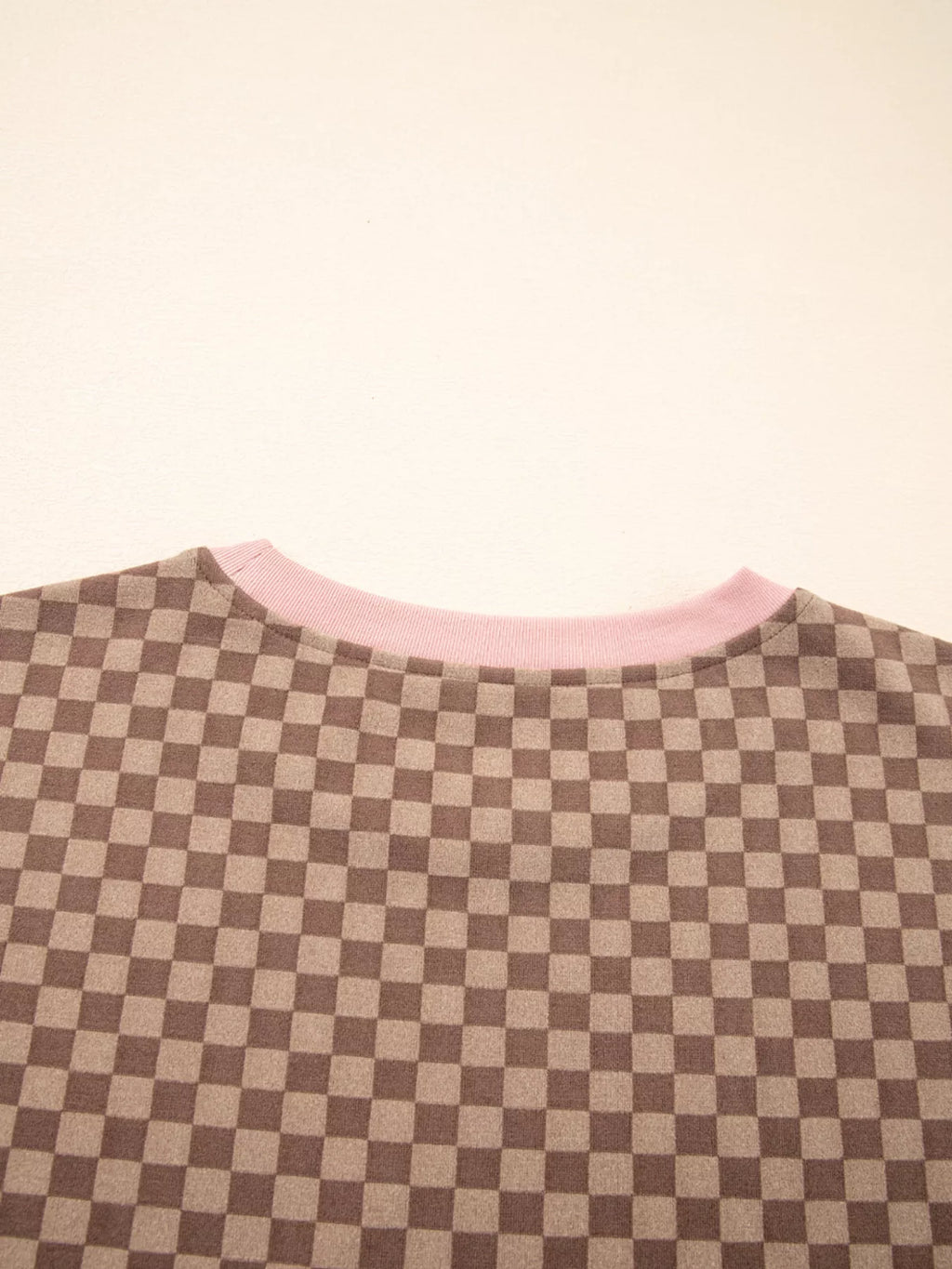 Checkerboard Long Sleeve Pullover and Shorts Set