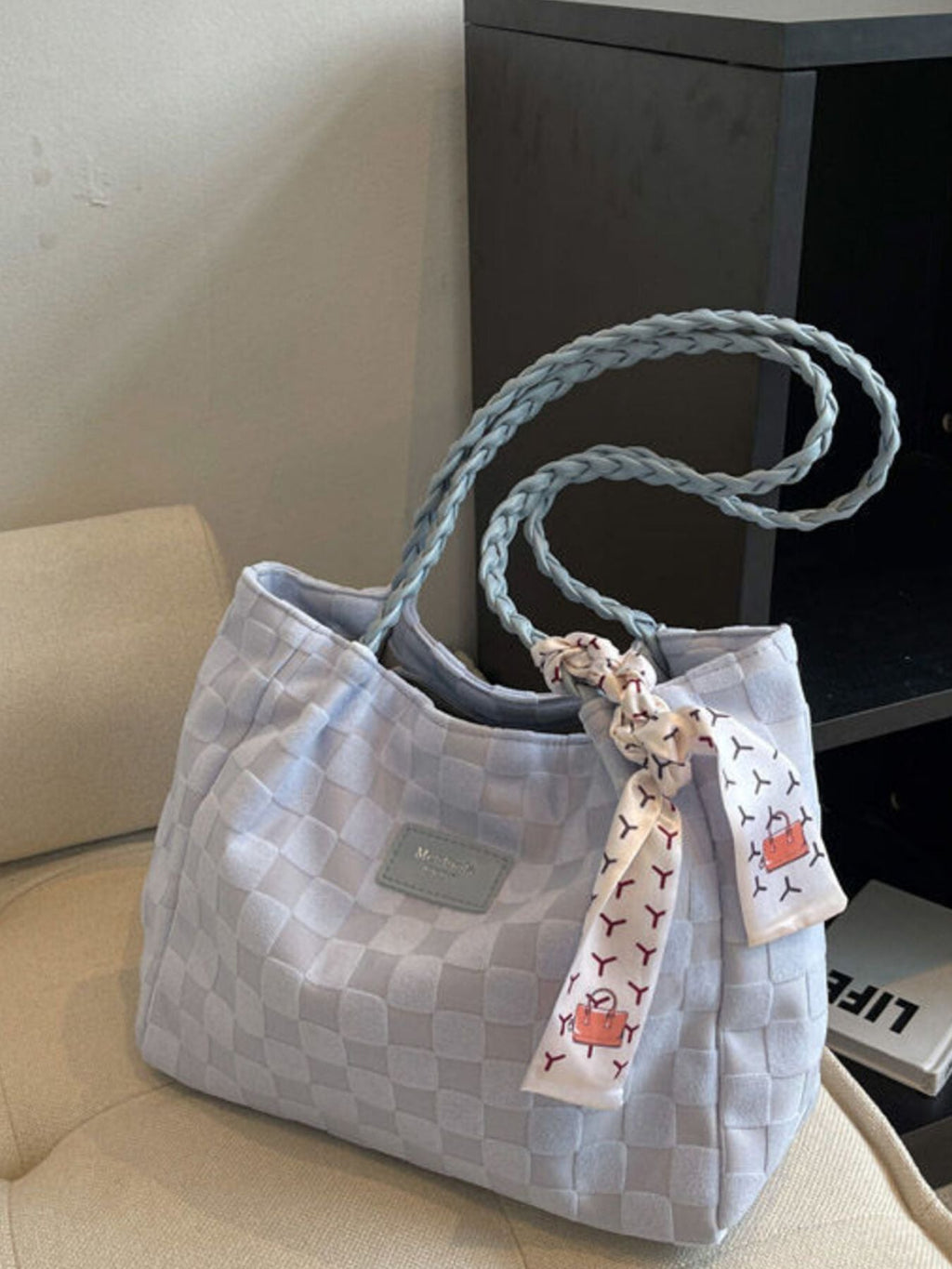 Lightweight Checkered Shoulder Bag