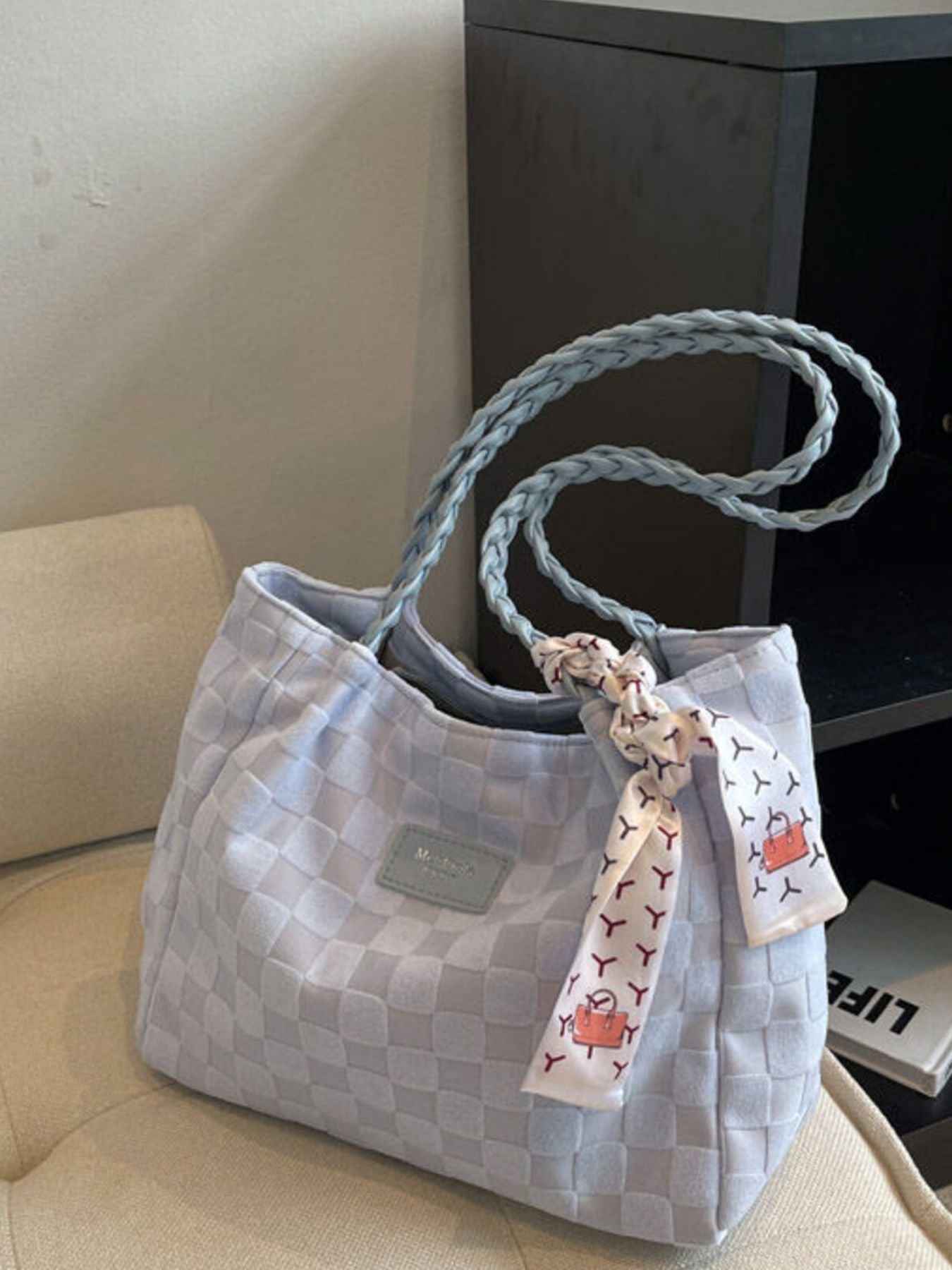 Lightweight Checkered Shoulder Bag
