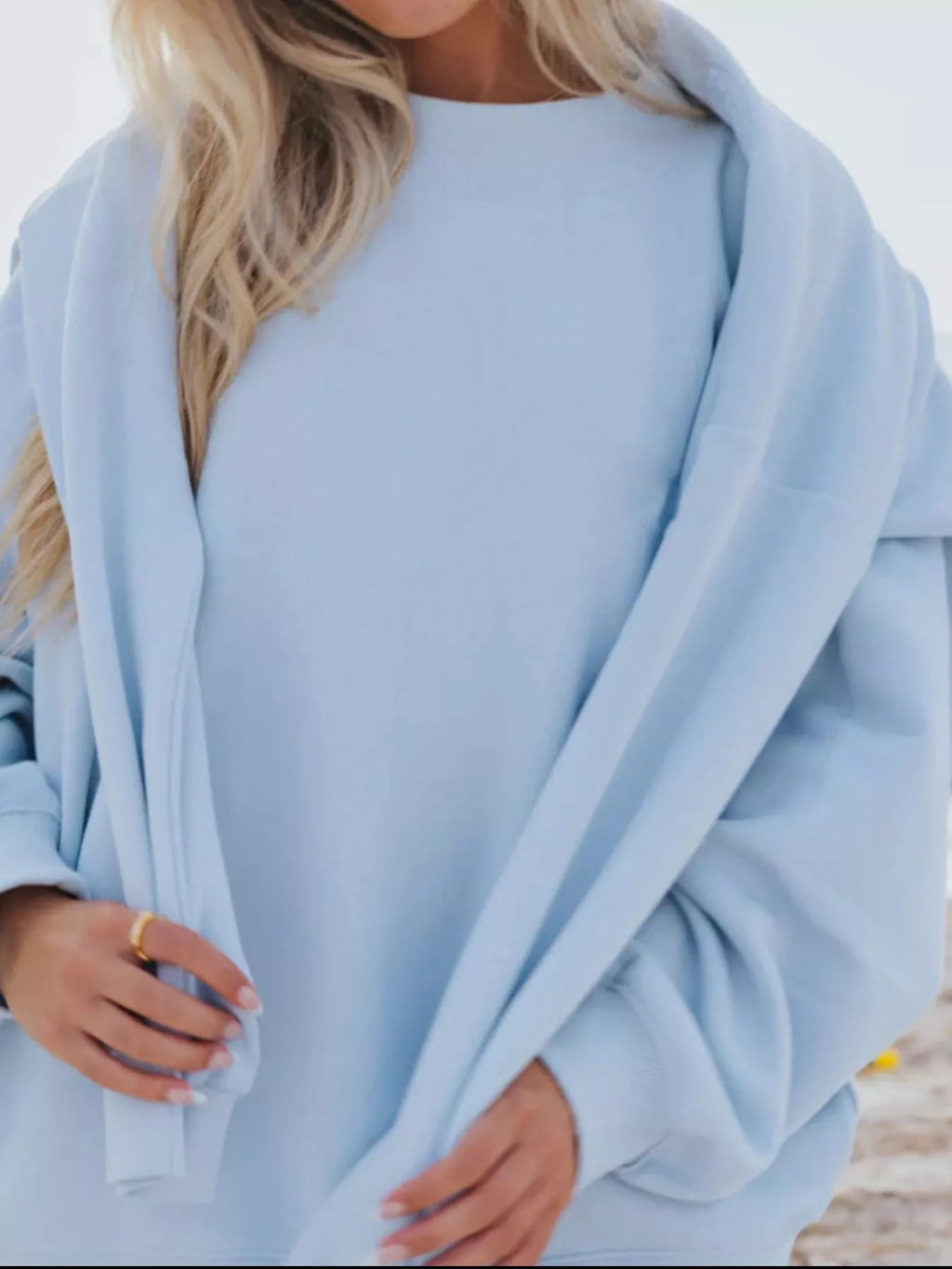Relaxed Fit Round Neck Sweatshirt and Shorts Set