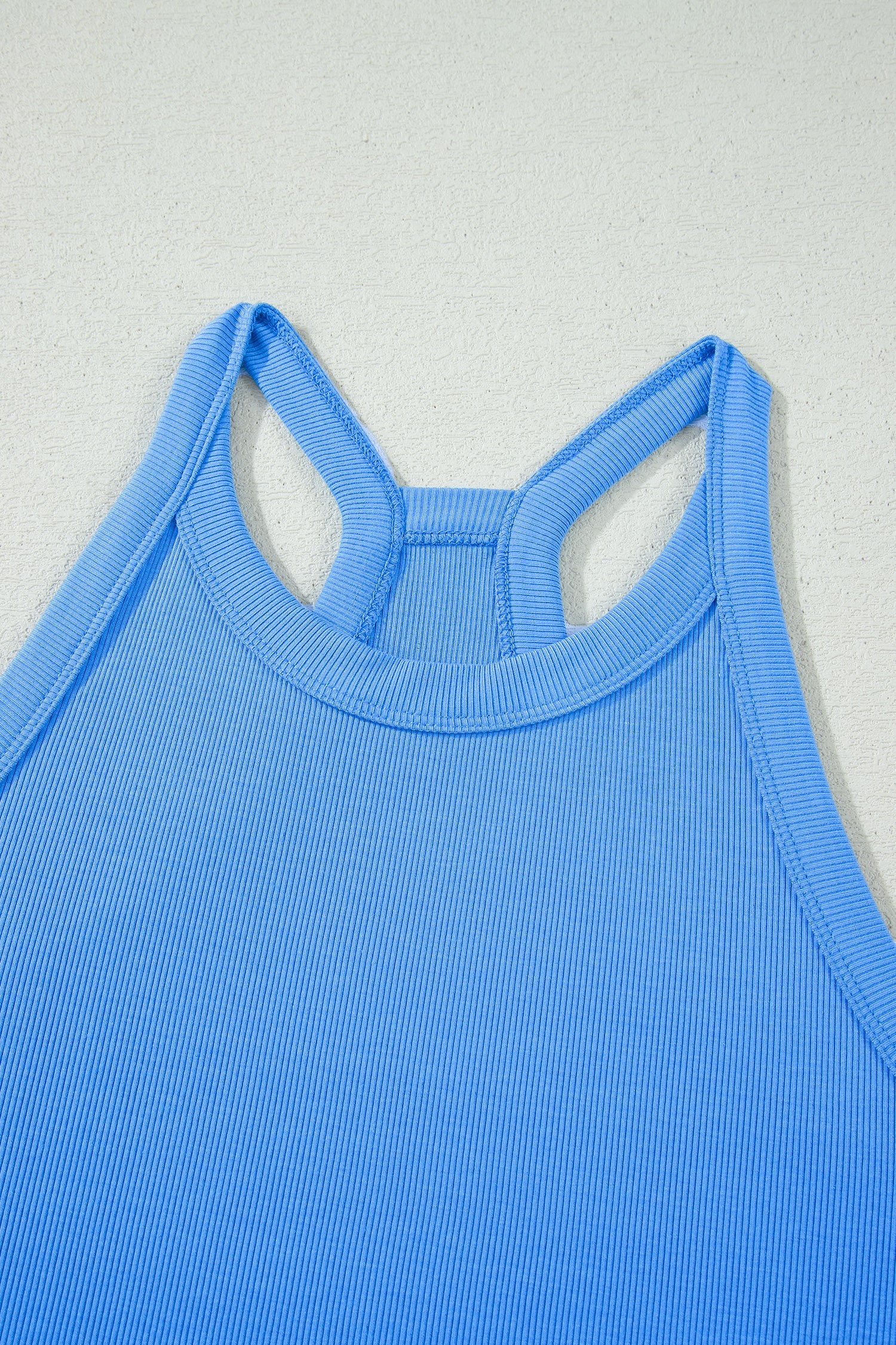 Solid Ribbed Tank Top & Shorts Set