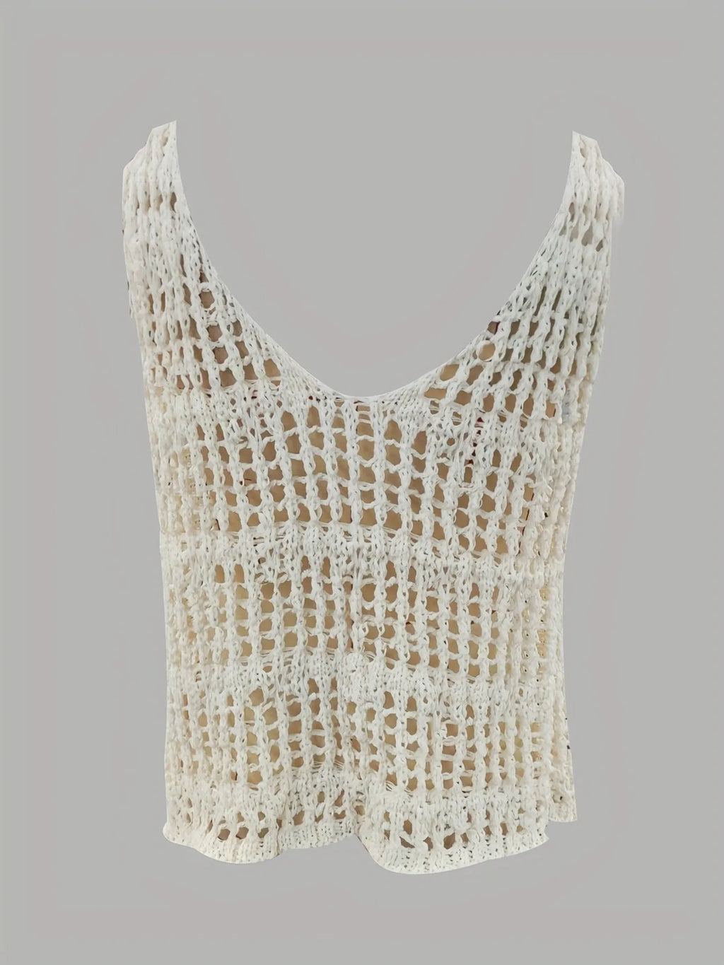 Crochet Knit V-Neck Sweater Vest
