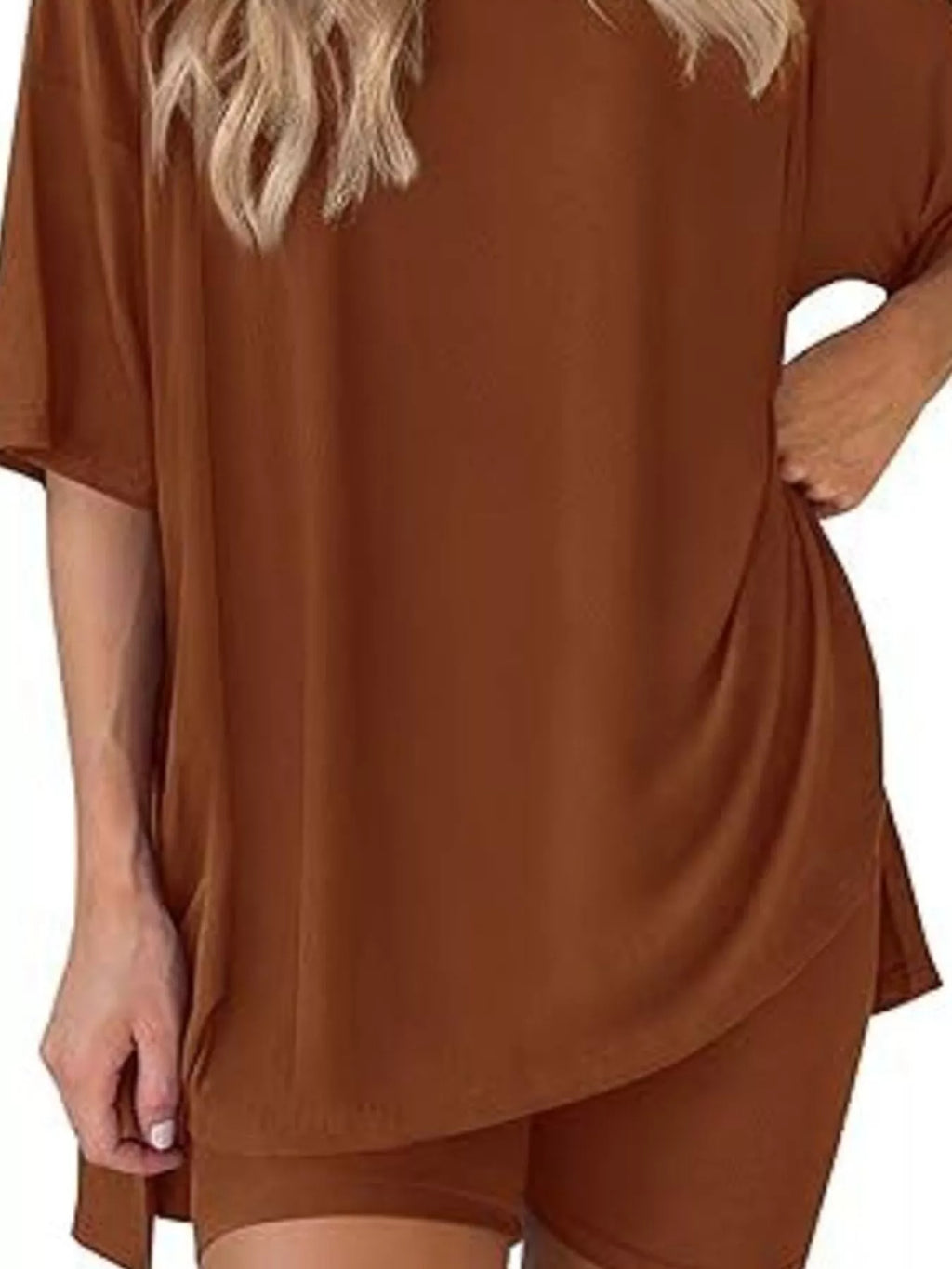 Full Size Half Sleeve T-Shirt and Shorts Set Plus Size