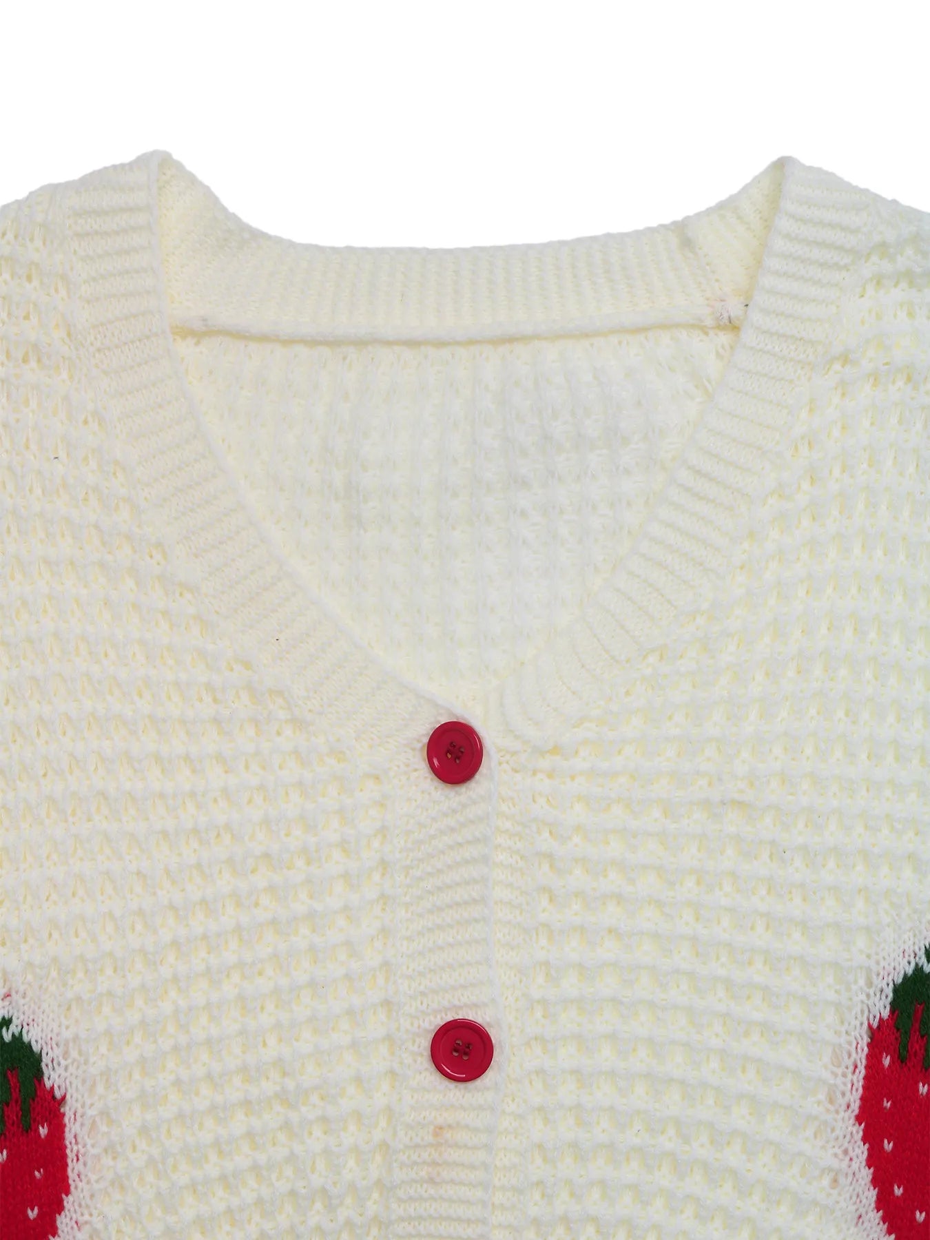 Strawberry Pattern V-Neck Button-Up Cardigan