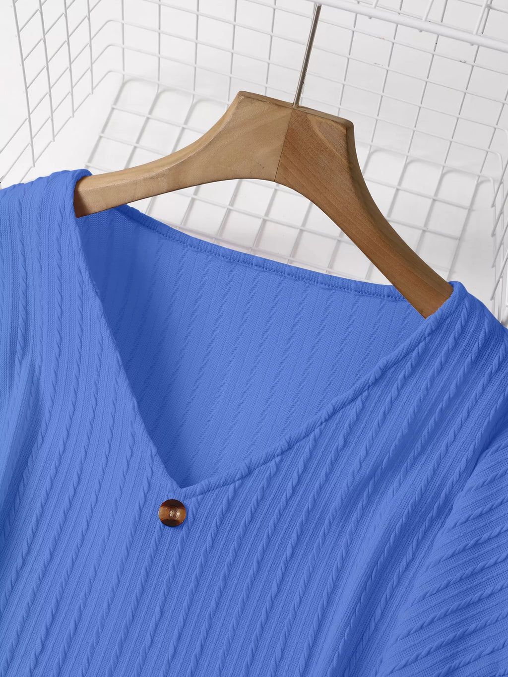 Plus Size V-Neck Dropped Shoulder Blouse