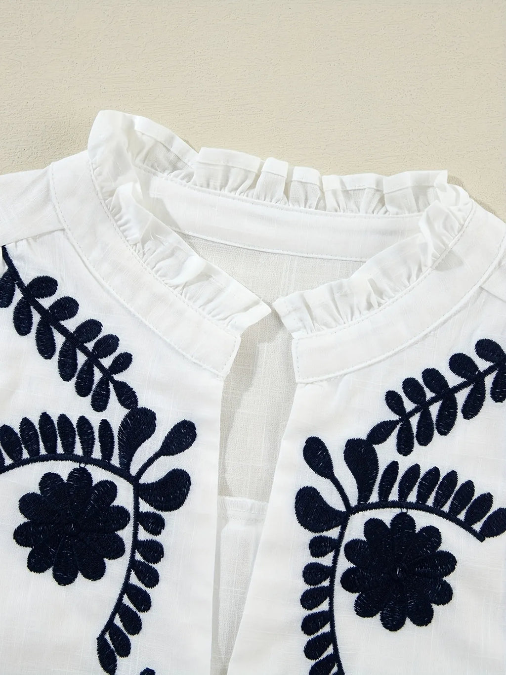 Embroidered Long Sleeve Blouse