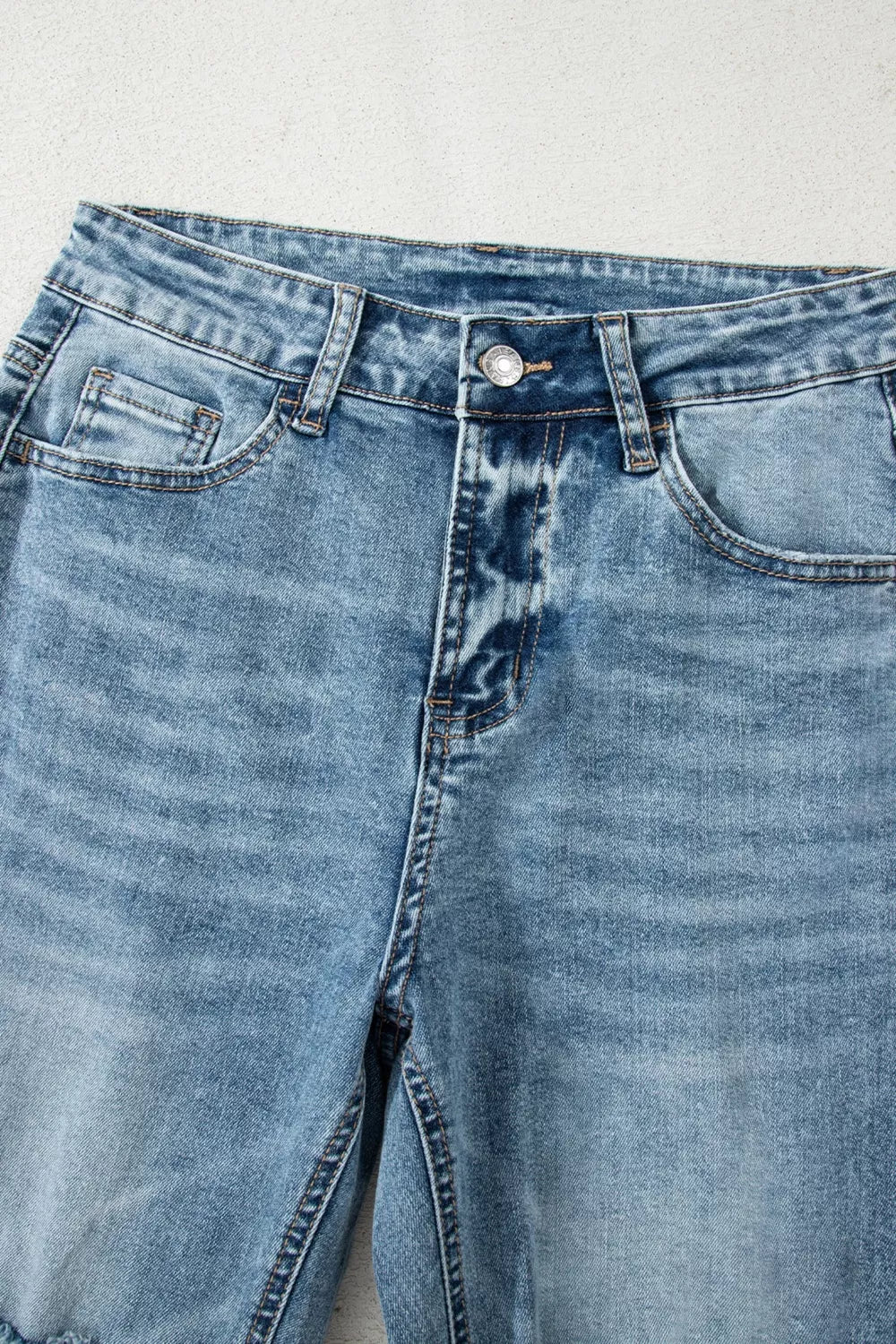 Raw Hem Ripped Open Knee Fit Flare Jeans