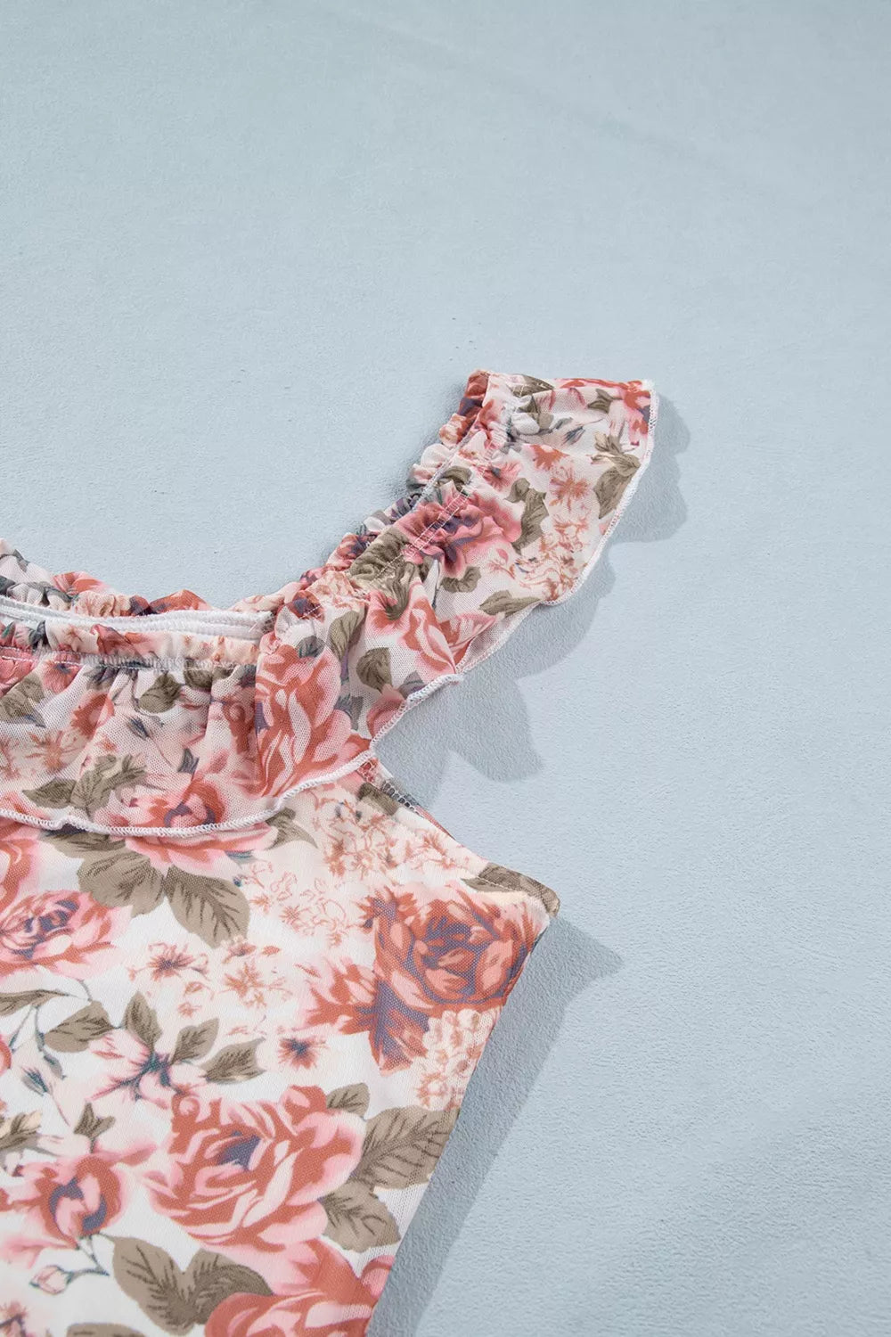 Floral Print Ruffle Trim Tank