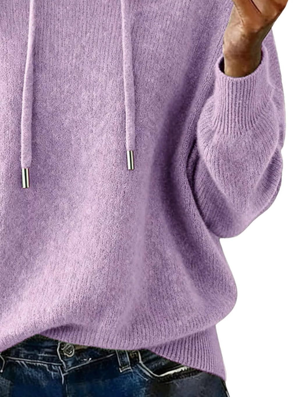 Drawstring Long Sleeve Hooded Sweater