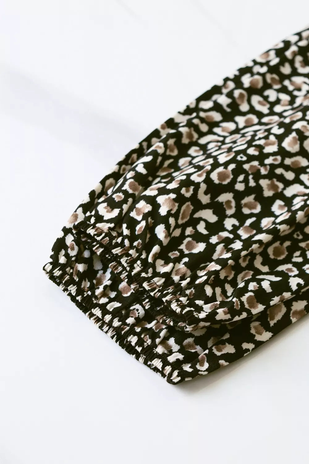 Leopard Notched Balloon Sleeve Dress