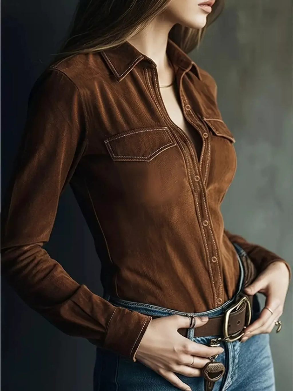 Suede Button-Down Shirt