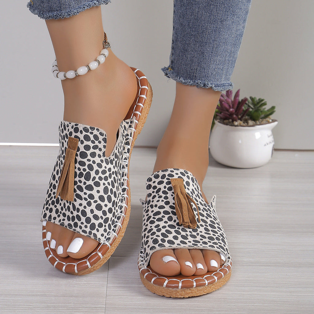 Tassel Detail Open Toe Sandals