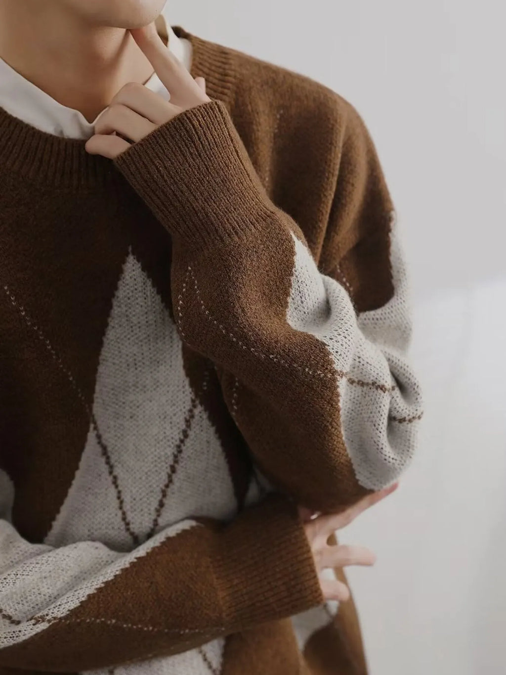 Men's Argyle Pattern Oversized Sweater