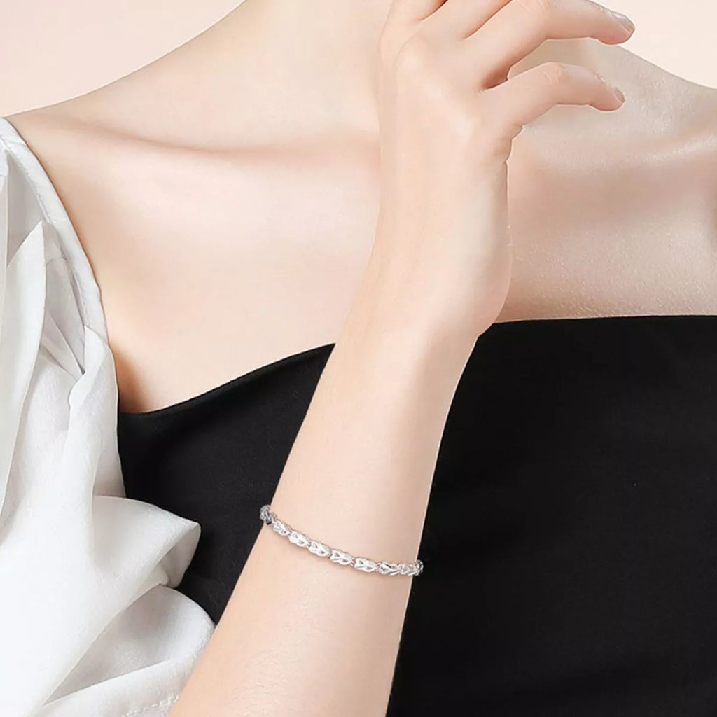 925 Sterling Silver Heart Link Bracelet