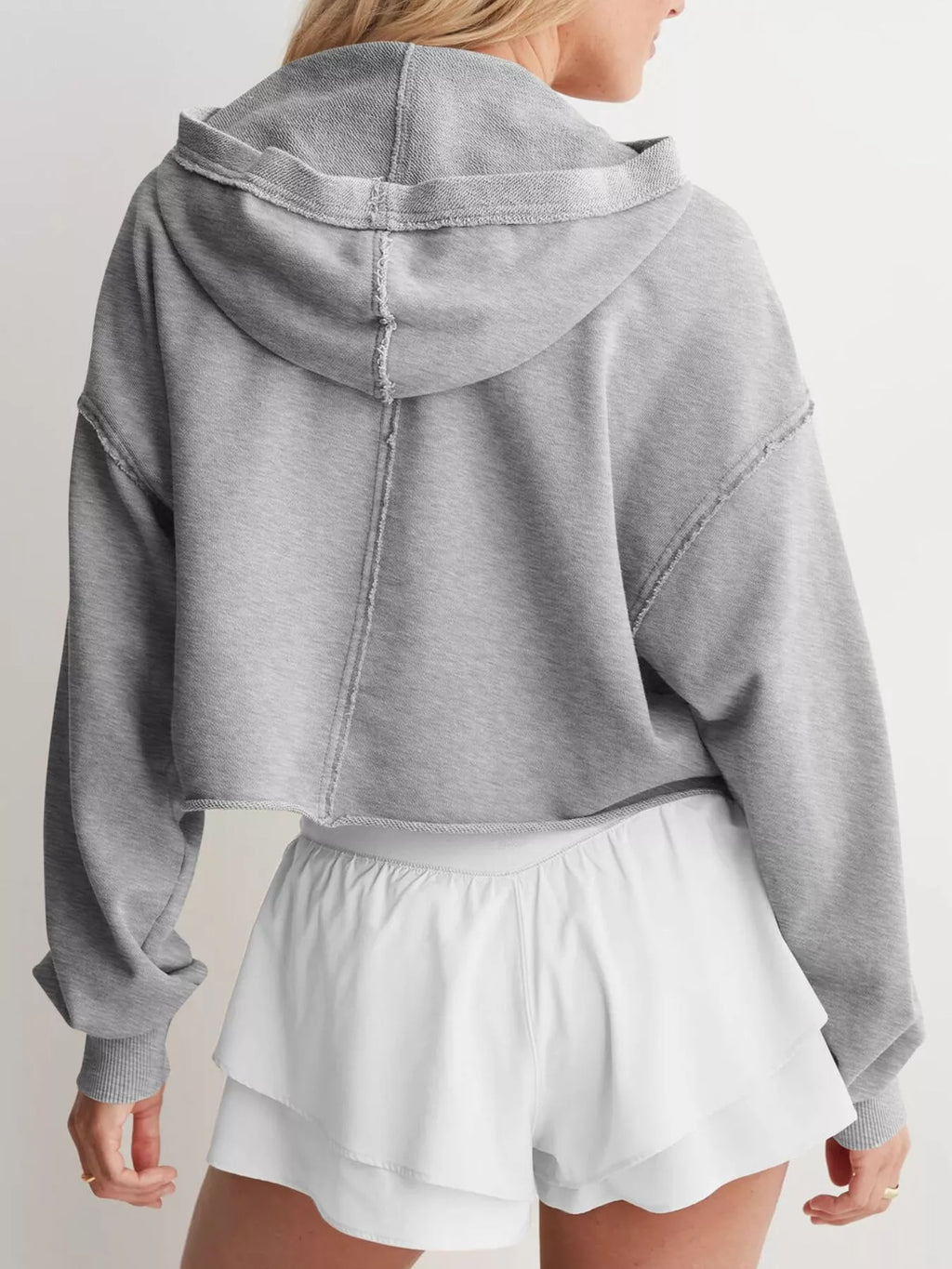 Exposed Seam Dropped Shoulder Hoodie