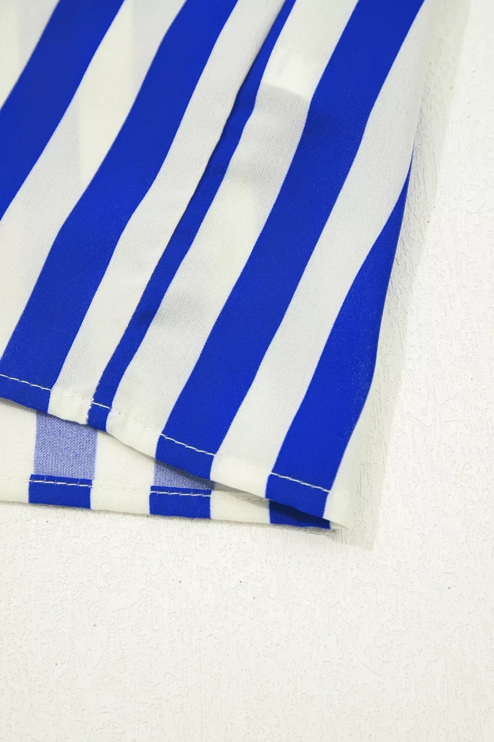 Stripe Balloon Sleeve Loose Button Up Shirt