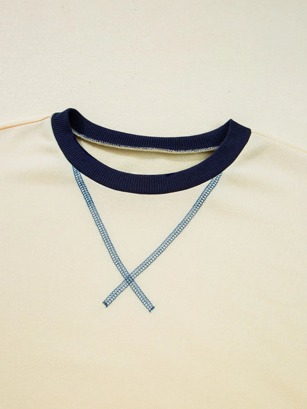 Striped Patchwork Long Sleeve Round Neck Two-in-one Top