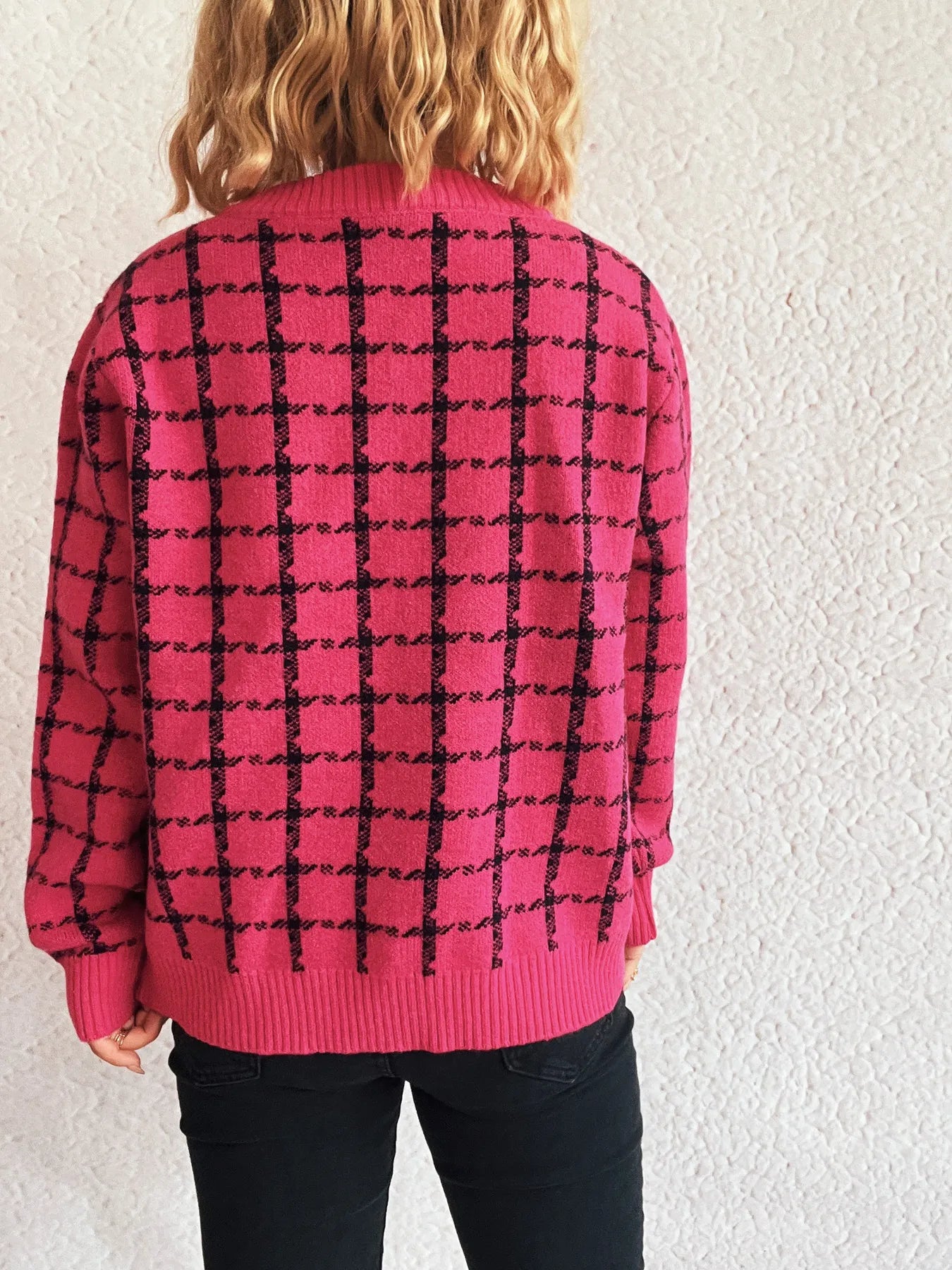 Plaid Pattern Zip Up Cardigan