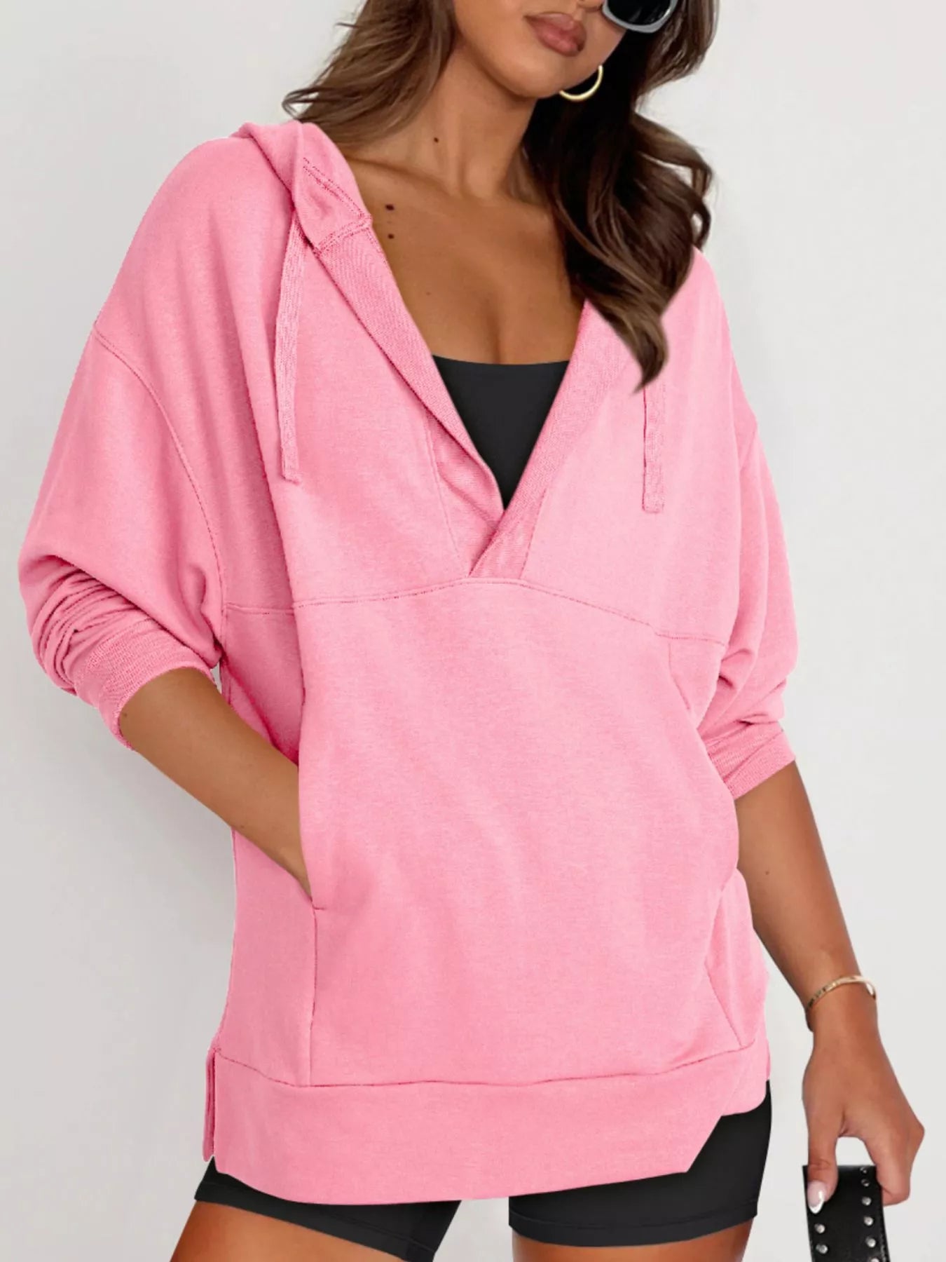 Drawstring Kangaroo Pocket Long Sleeve Hoodie