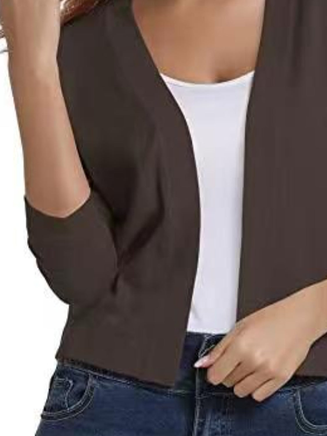 Viscose Blend Open Front Cardigan