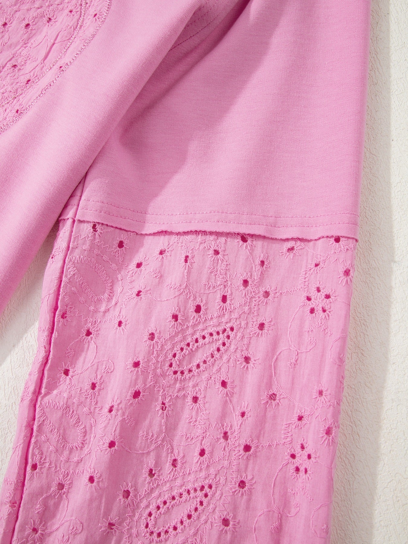 Heart Pattern Long Sleeve Patchwork Top