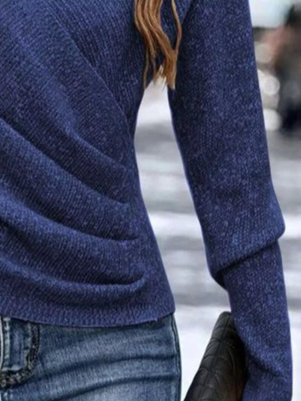 Surplice Long Sleeve Knit Top
