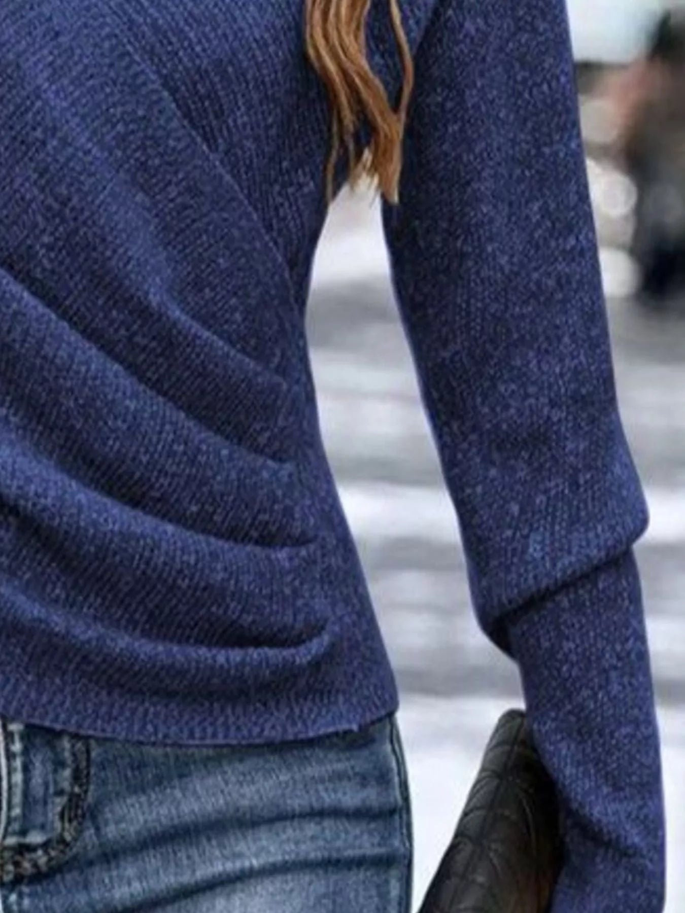 Surplice Long Sleeve Knit Top