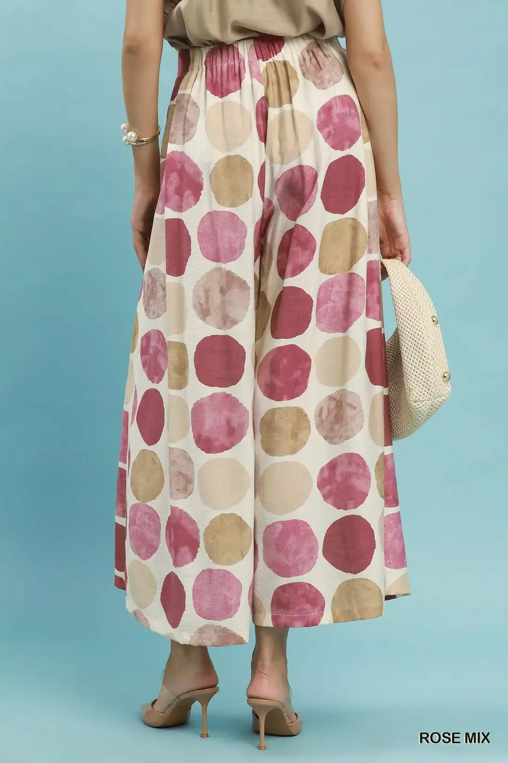 Umgee Dot Print Wide Leg Pants