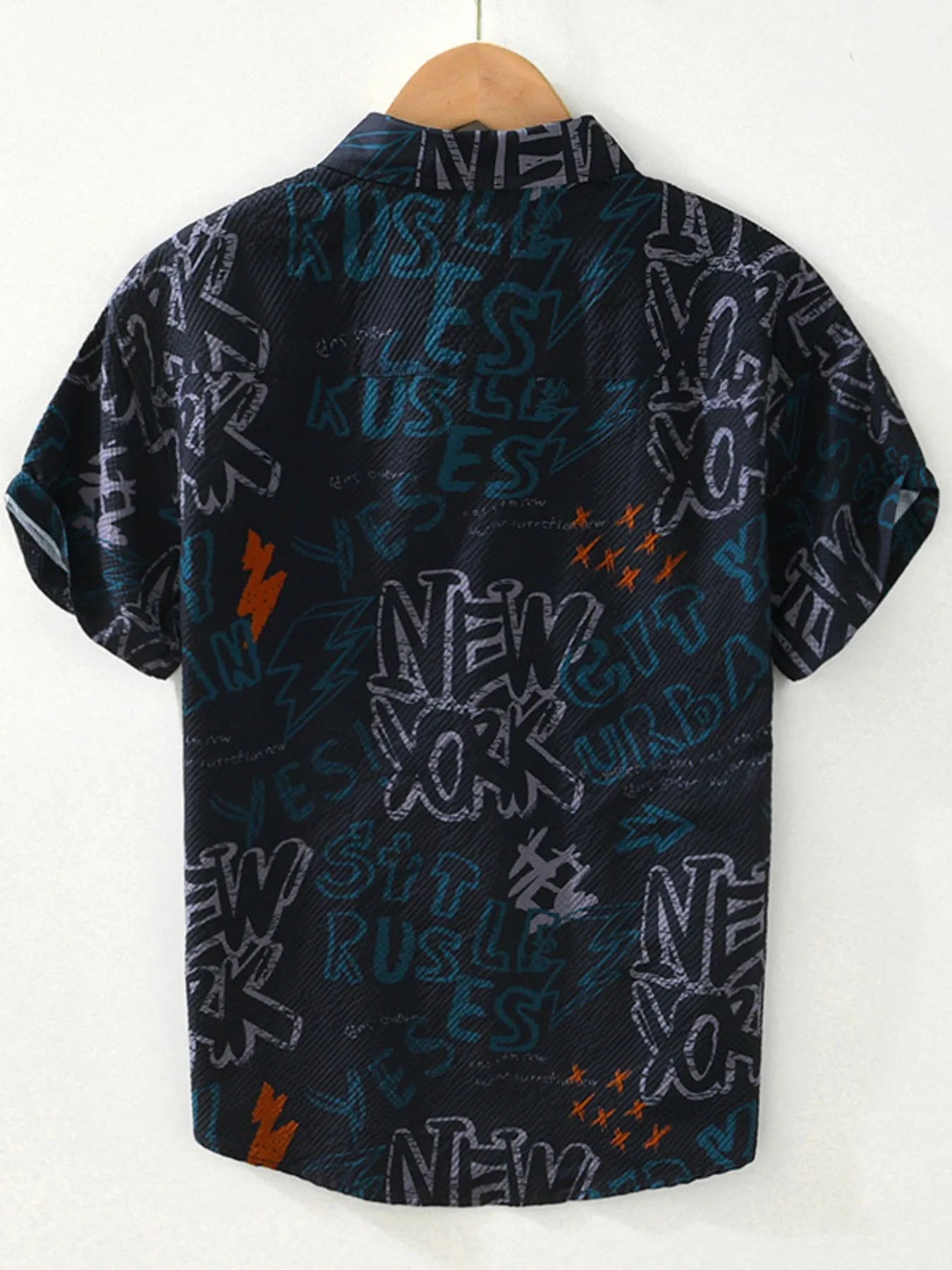 Men's Plus Size Printed Button Up Short Sleeve Shirt