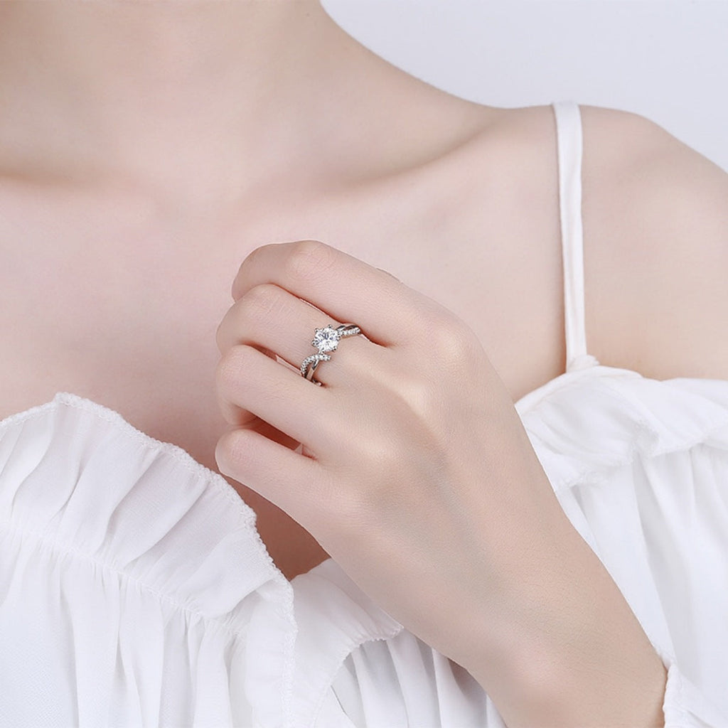 1 Carat Moissanite 925 Sterling Silver Ring