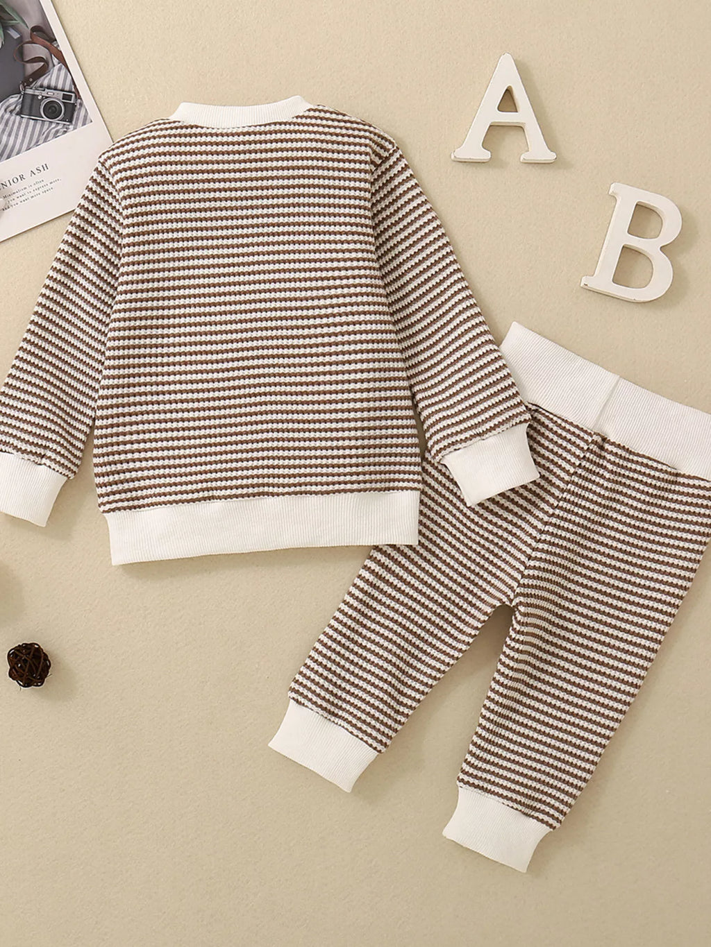 Children's Striped Long Sleeve Top and Pants Set