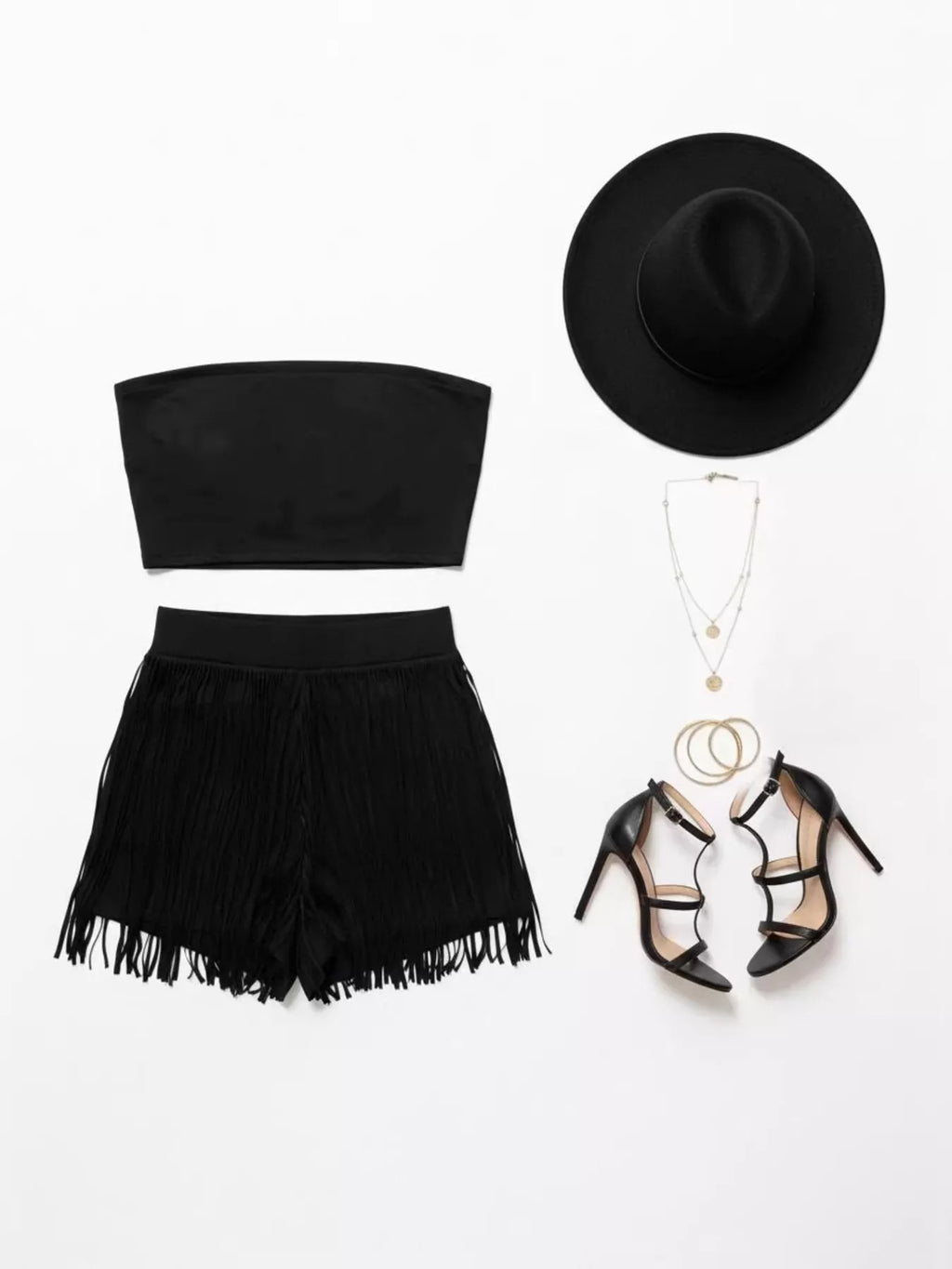 Tube Top and Fringe Shorts Set