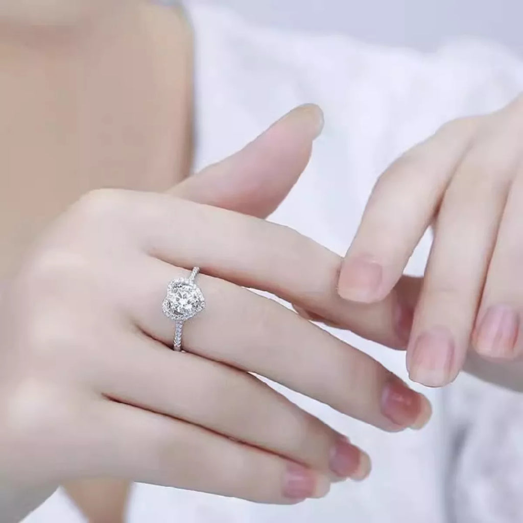 1 Carat Moissanite 925 Sterling Silver Heart Ring