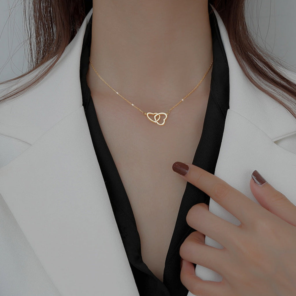 Interlocking Heart Pendant Necklace