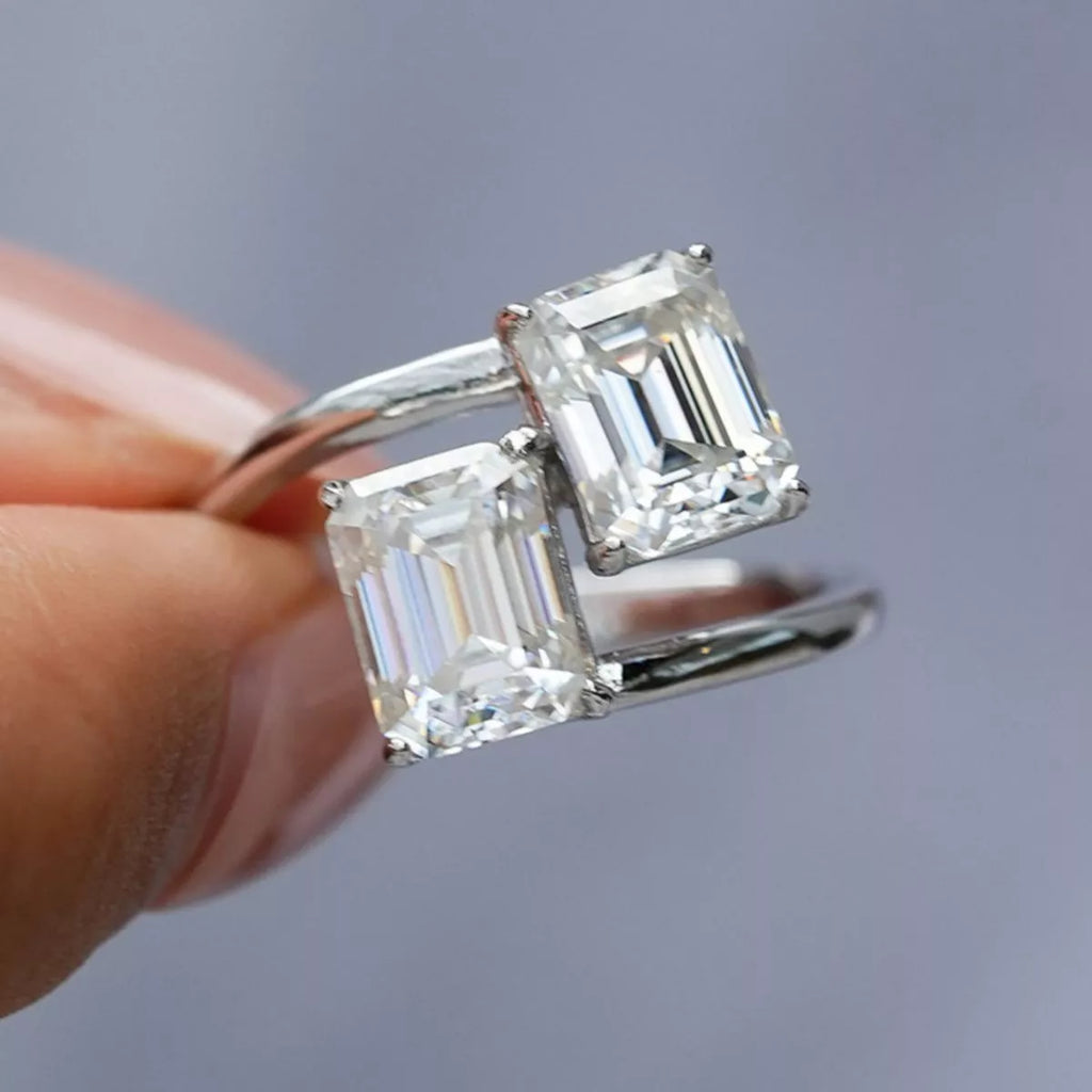 2 Carat Moissanite 925 Sterling Silver Bypass Ring