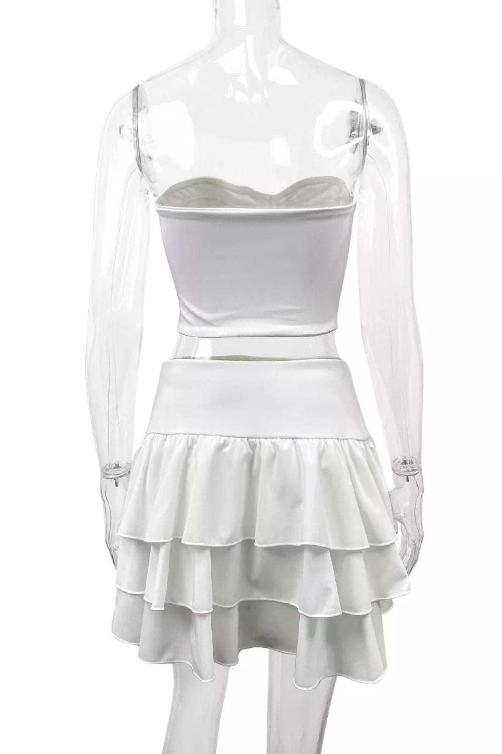 Tube Top and Ruffle Layered Skirt Set