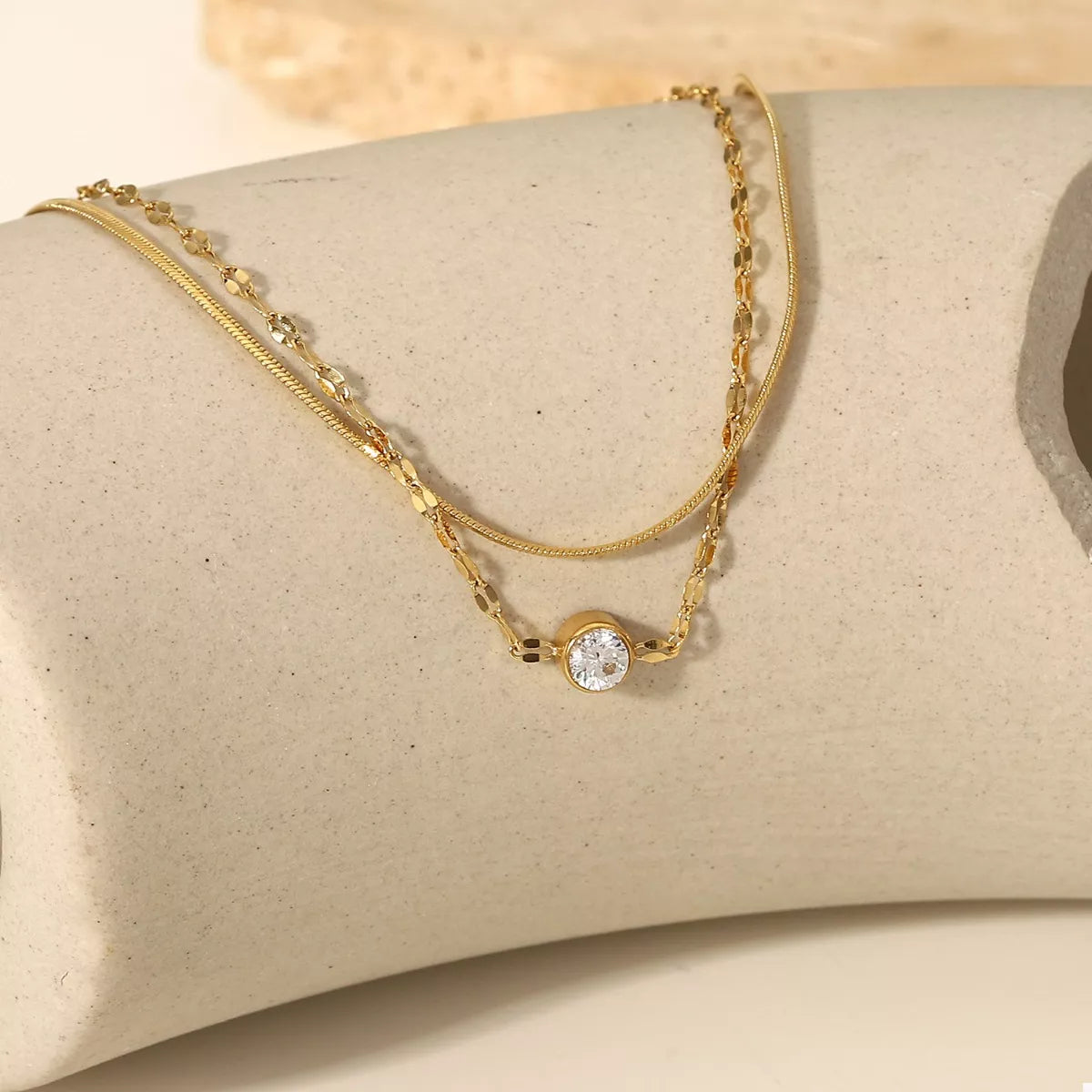 18K Gold-Plated Zircon Double Layered Bracelet