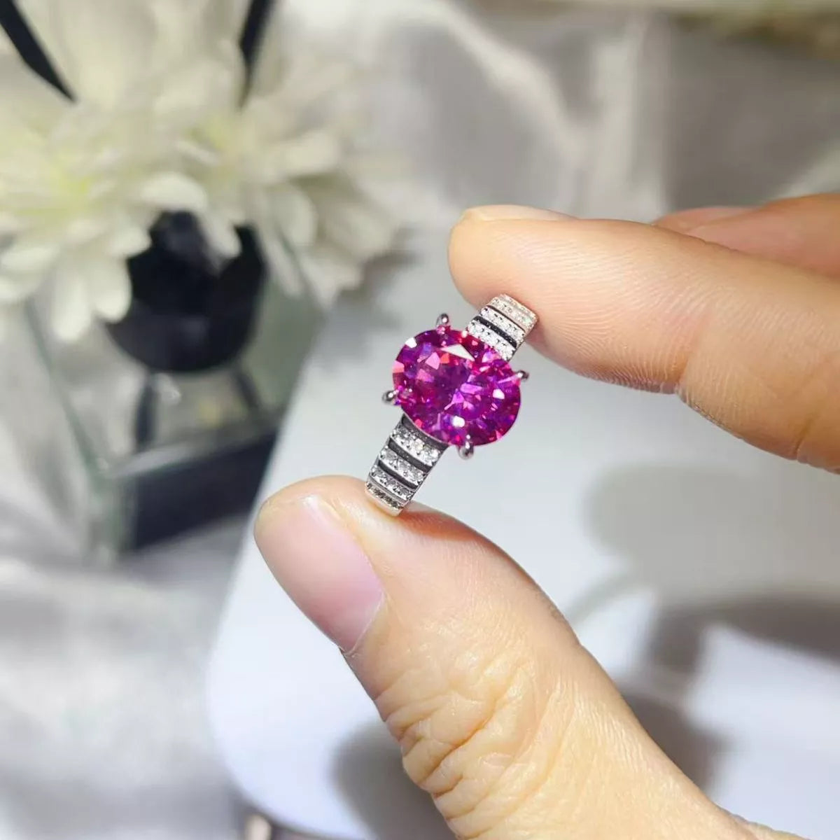 3 Carat Moissanite Oval 925 Sterling Silver Ring