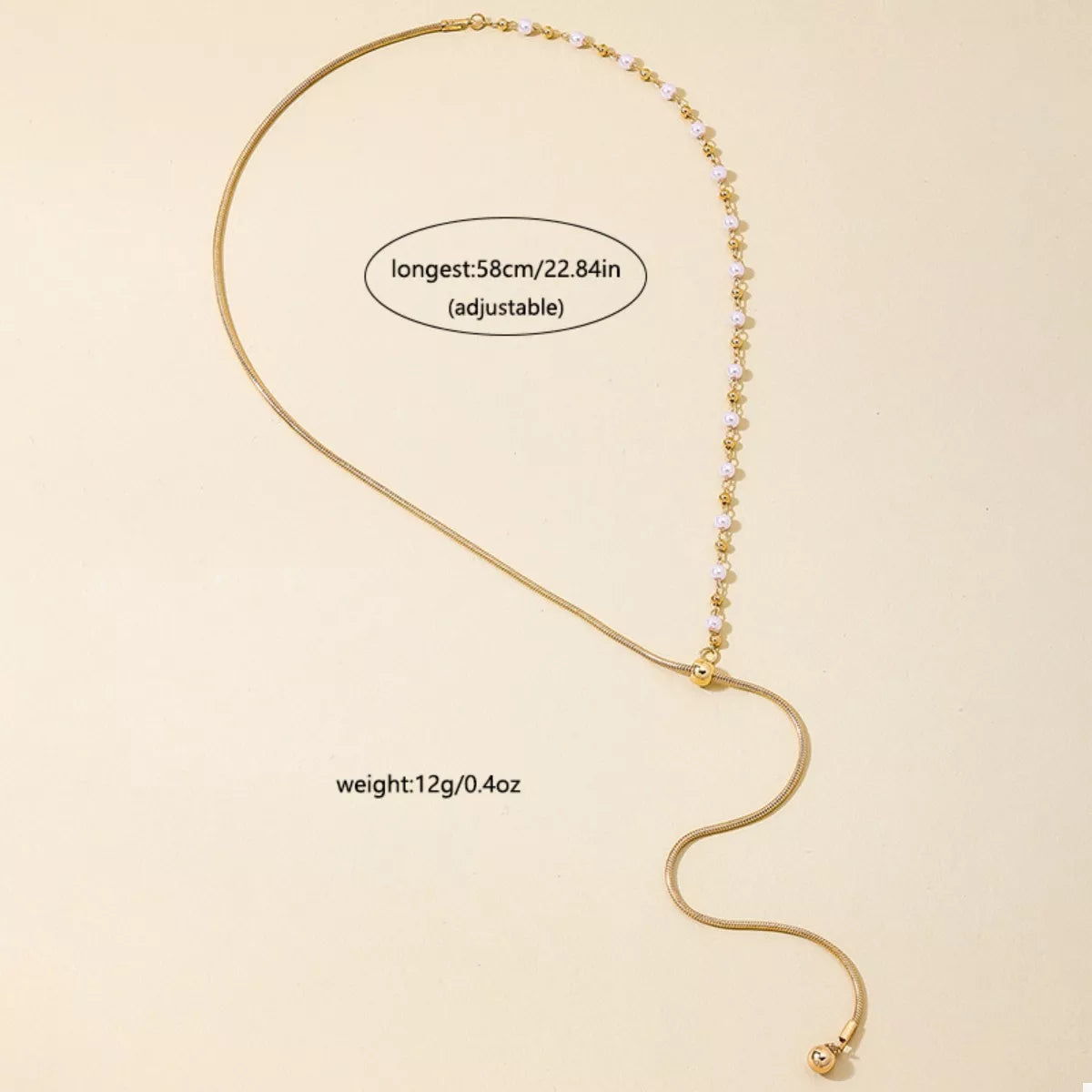 18K Gold-Plated Chain Y-Drop Necklace with Synthetic Pearl Accent