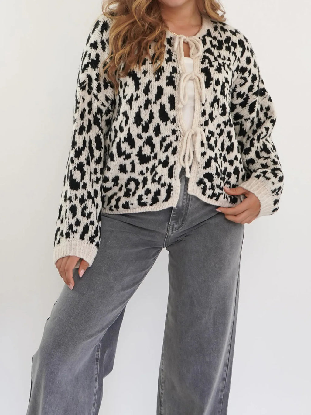 Leopard Tie Front Cardigan